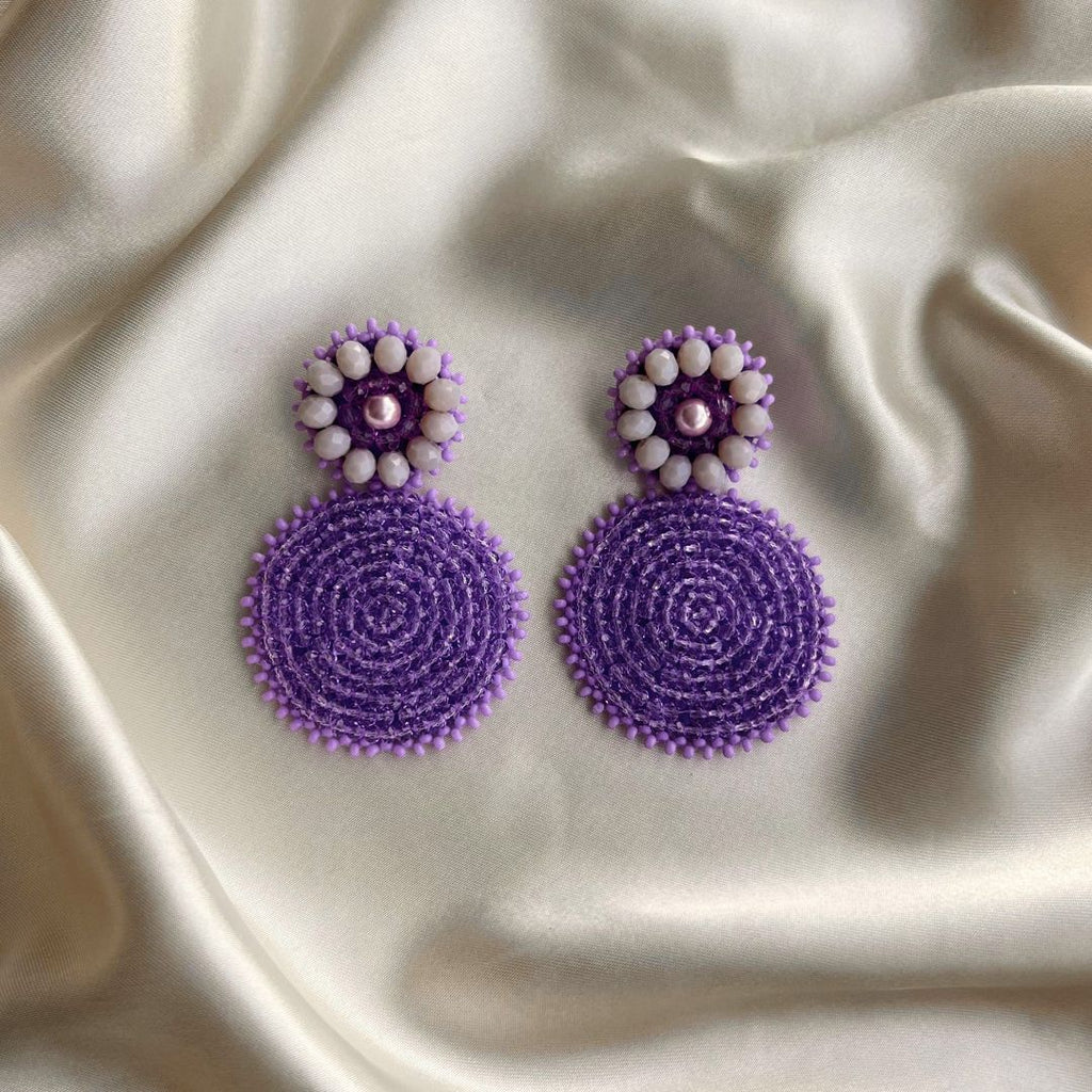 Grande Gorgeous Beads Earrings - Lilac - Satin - Paulie Pocket