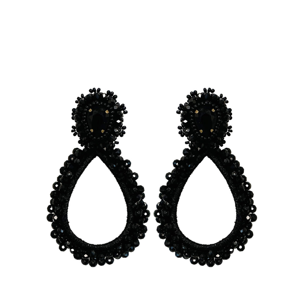 Grande Lauren Stone Earrings - Black - Paulie Pocket