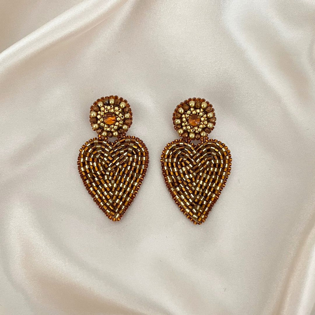 Hailey Heart Earrings - Gold - Satin - Paulie Pocket