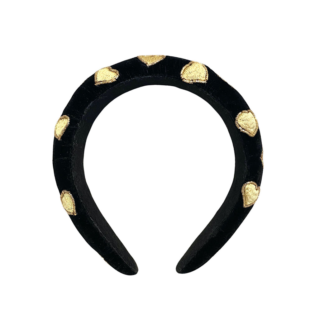 Hearts Headband - Black Gold - Paulie Pocket