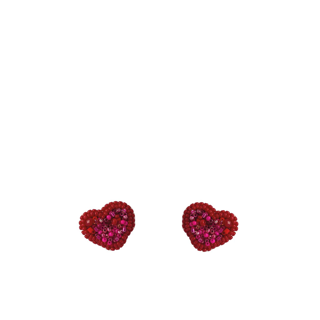Hearts Stud Earrings - Red - Paulie Pocket