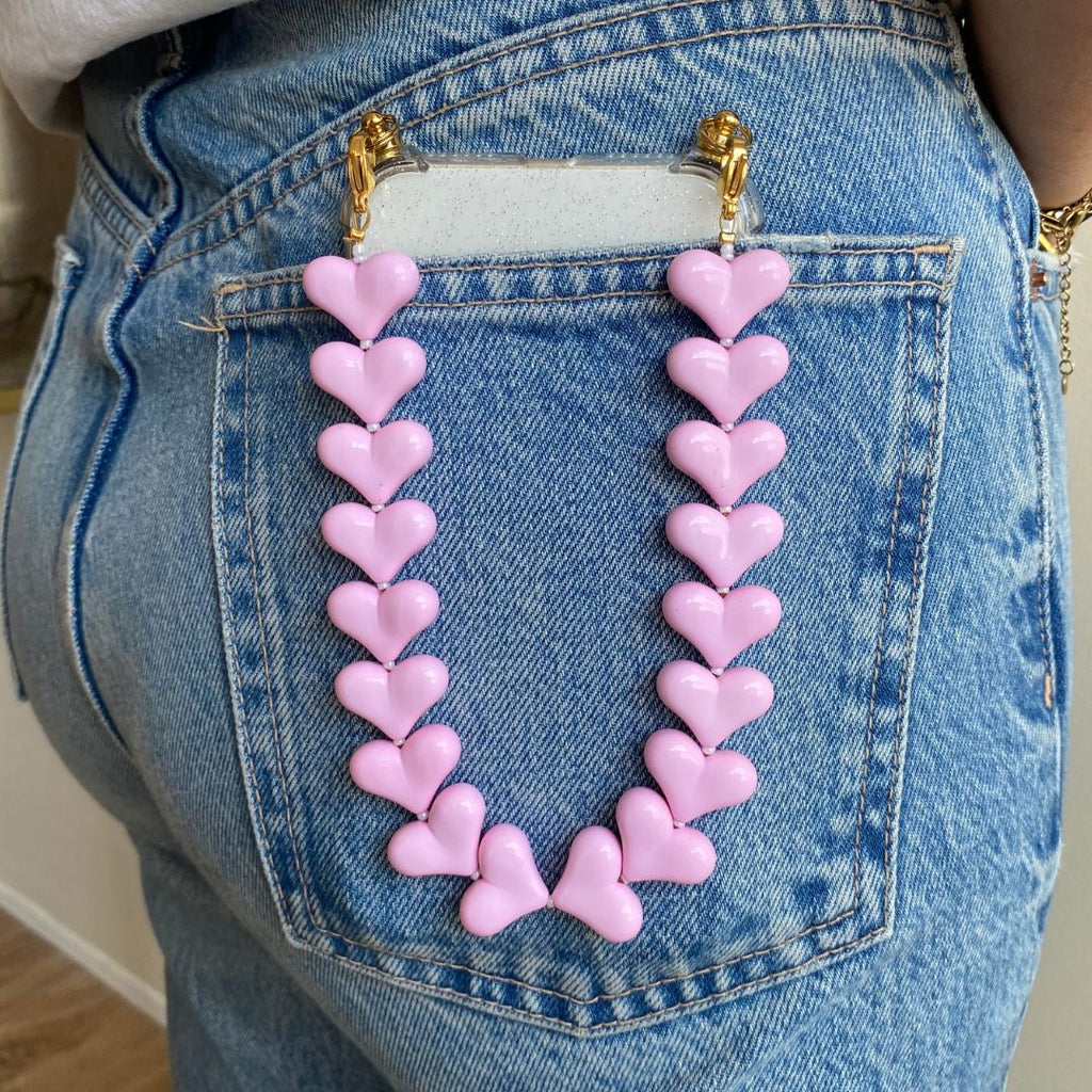 Hearts Phone Cord - Light Pink - Paulie Pocket2