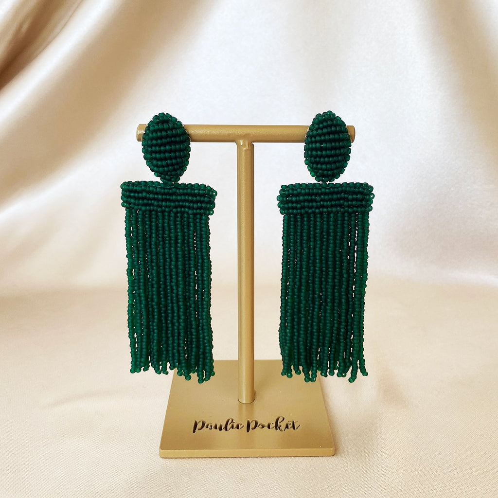 Isadora Earrings - Iced Green - Satin - Paulie Pocket