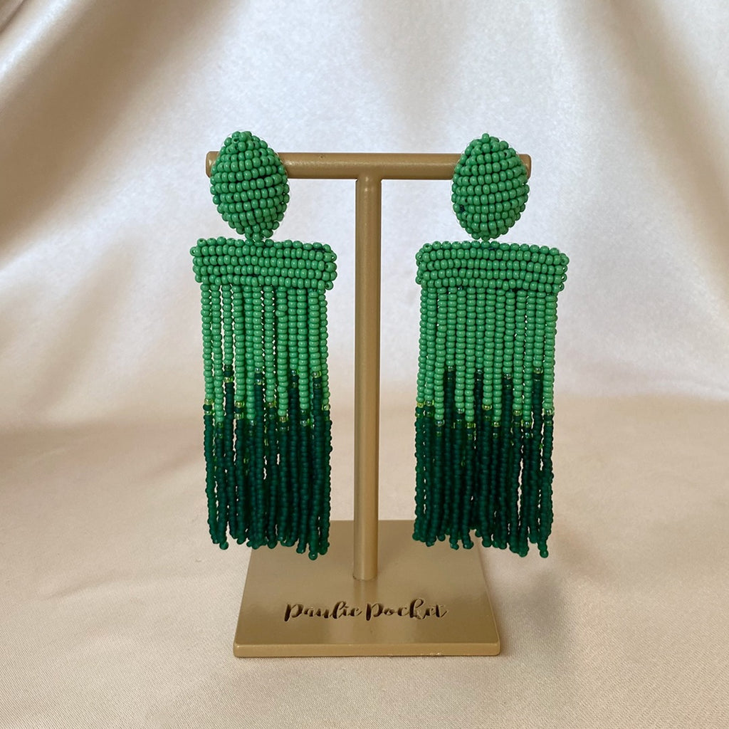 Isadora Ombre Earrings - Green - Satin - Paulie Pocket