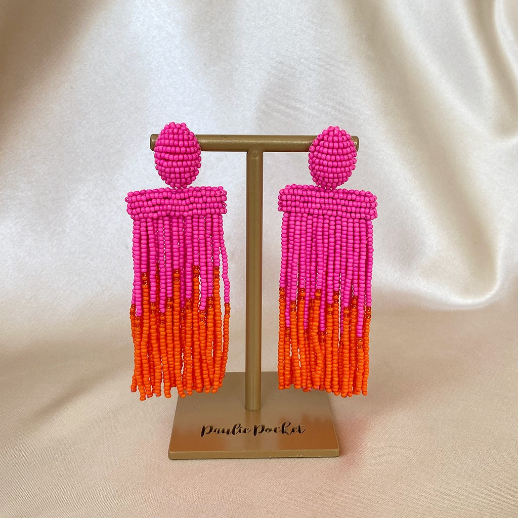 Isadora Ombre Earrings - Pink Orange - Satin - Paulie Pocket
