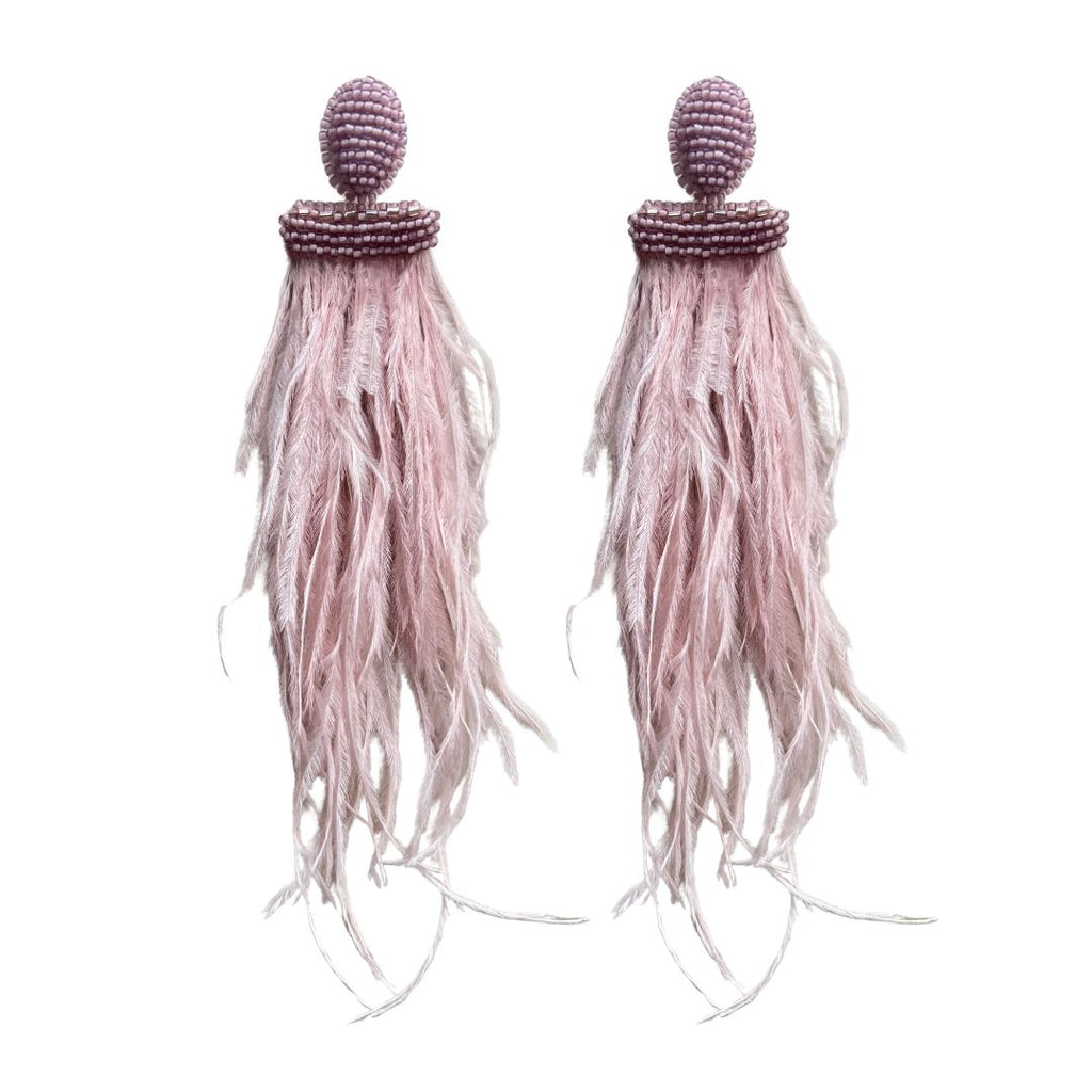 Isadora Feather Earrings - Pink - Paulie Pocket