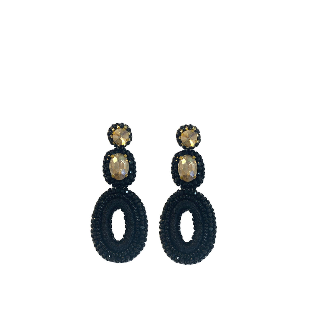 Ivy Stone Earrings - Black Gold - Paulie Pocket