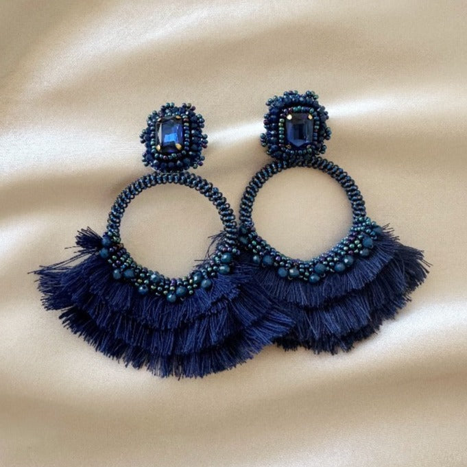 Joanne Stone Earrings - Dark Blue