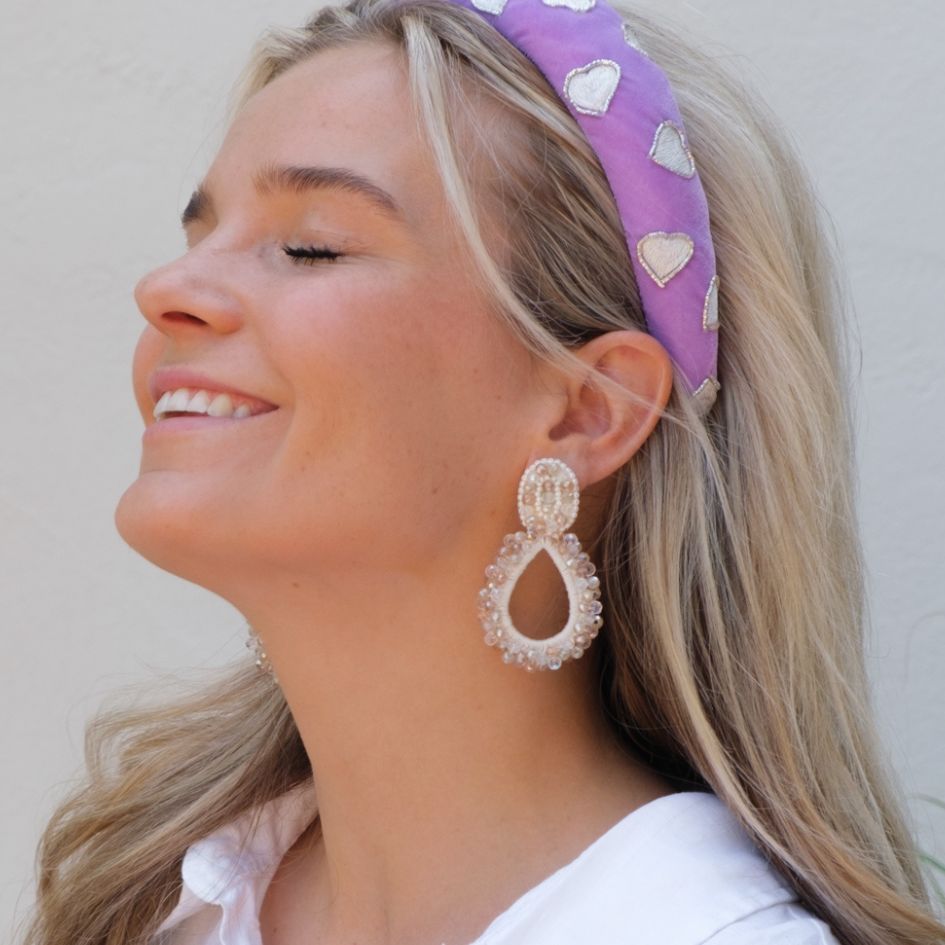 Lauren Earrings - Light Beige - Model - PauliePocket1
