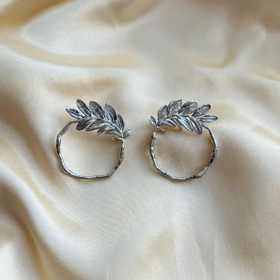 Leaf Earrings - Silver