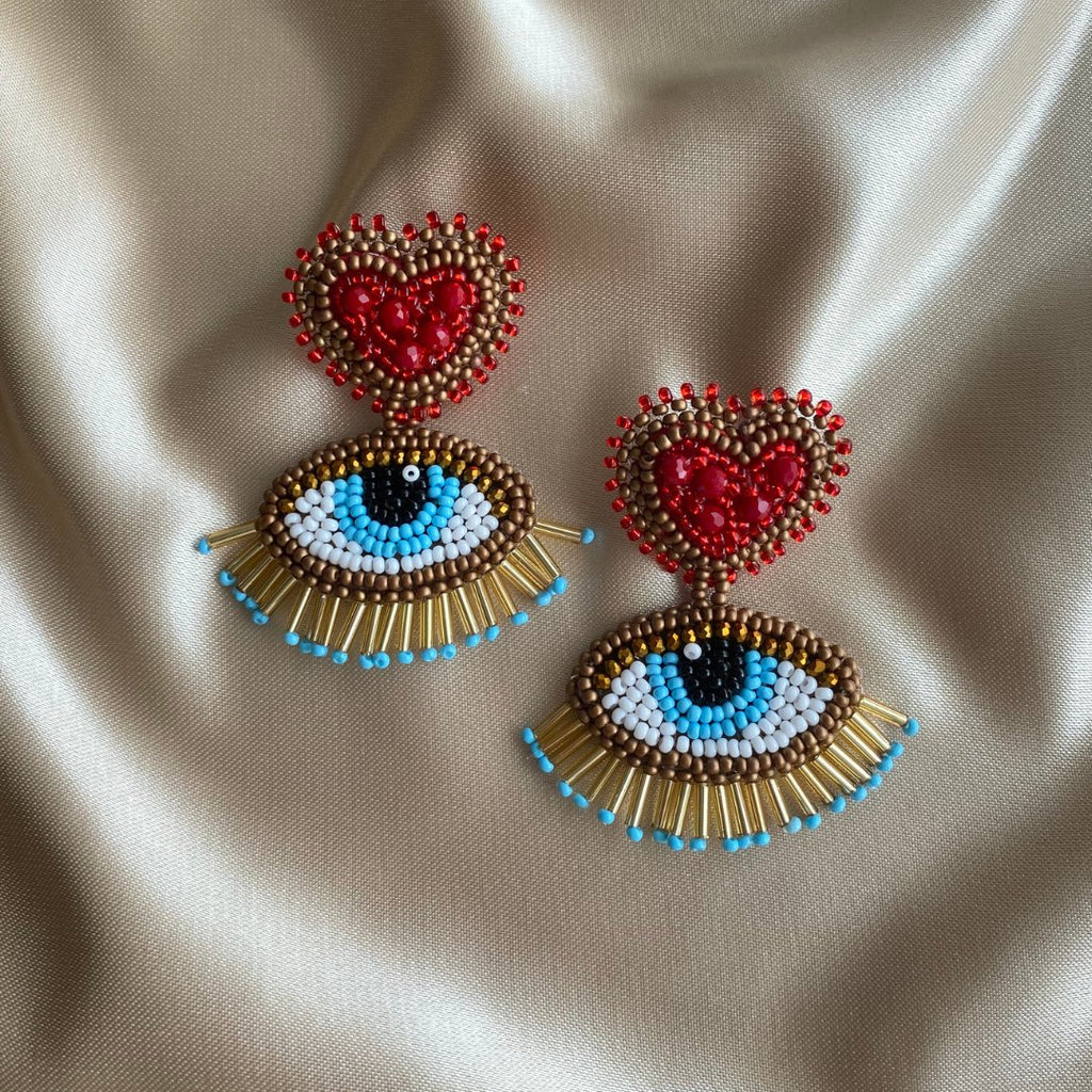 Lovely Eyes Earrings - Red - Satin - Paulie Pocket