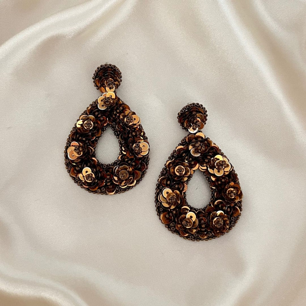 Marjolina Drops Earrings - Brown - Satin - Paulie Pocket