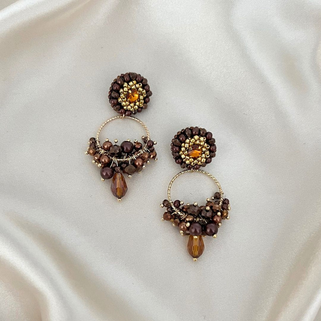 Nikita Earrings - Brown Gold - Satin - Paulie Pocket