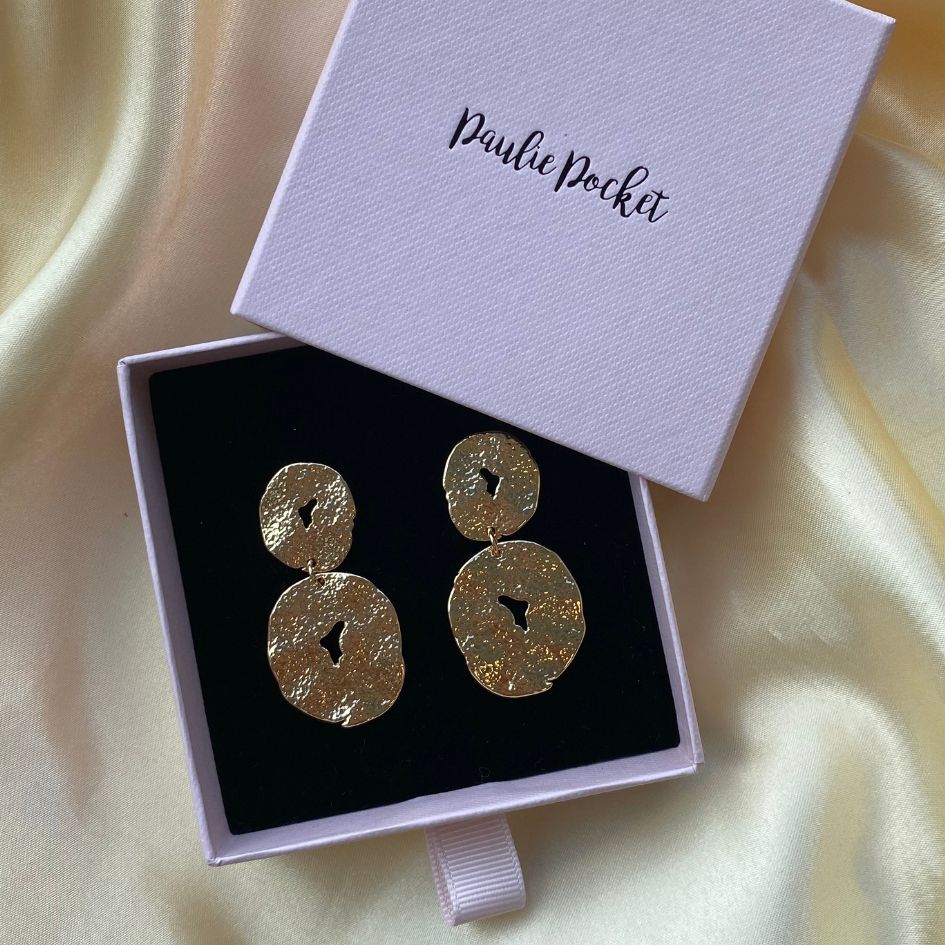 Organic Shaped Earrings - Gold - Gift Box - Paulie Pocket