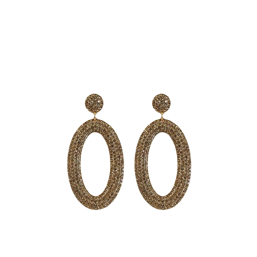 Oval Strass Earrings - Gold - Paulie Pocket