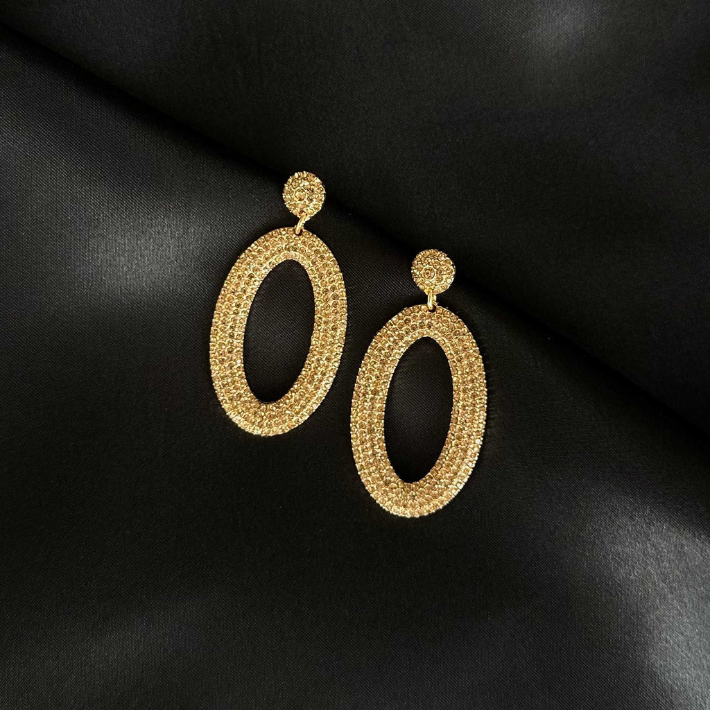Oval Strass Earrings - Gold - Satin - Paulie Pocket