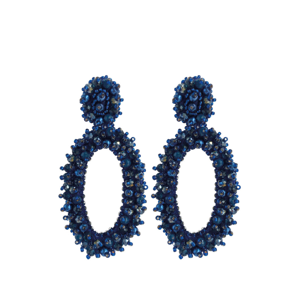 Oval Lizzy Earrings - Dark Blue - Paulie Pocket