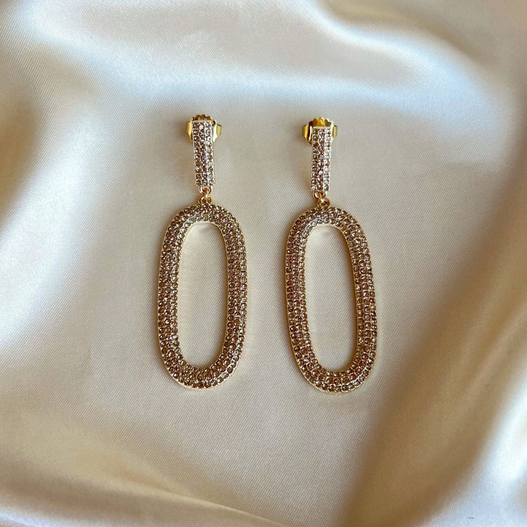 Oval Glitter Earrings - Gold