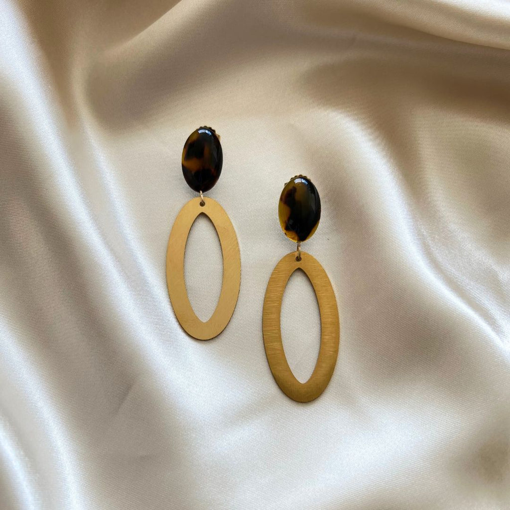 Oval Leopard Resin Earrings - Satin - Paulie Pocket