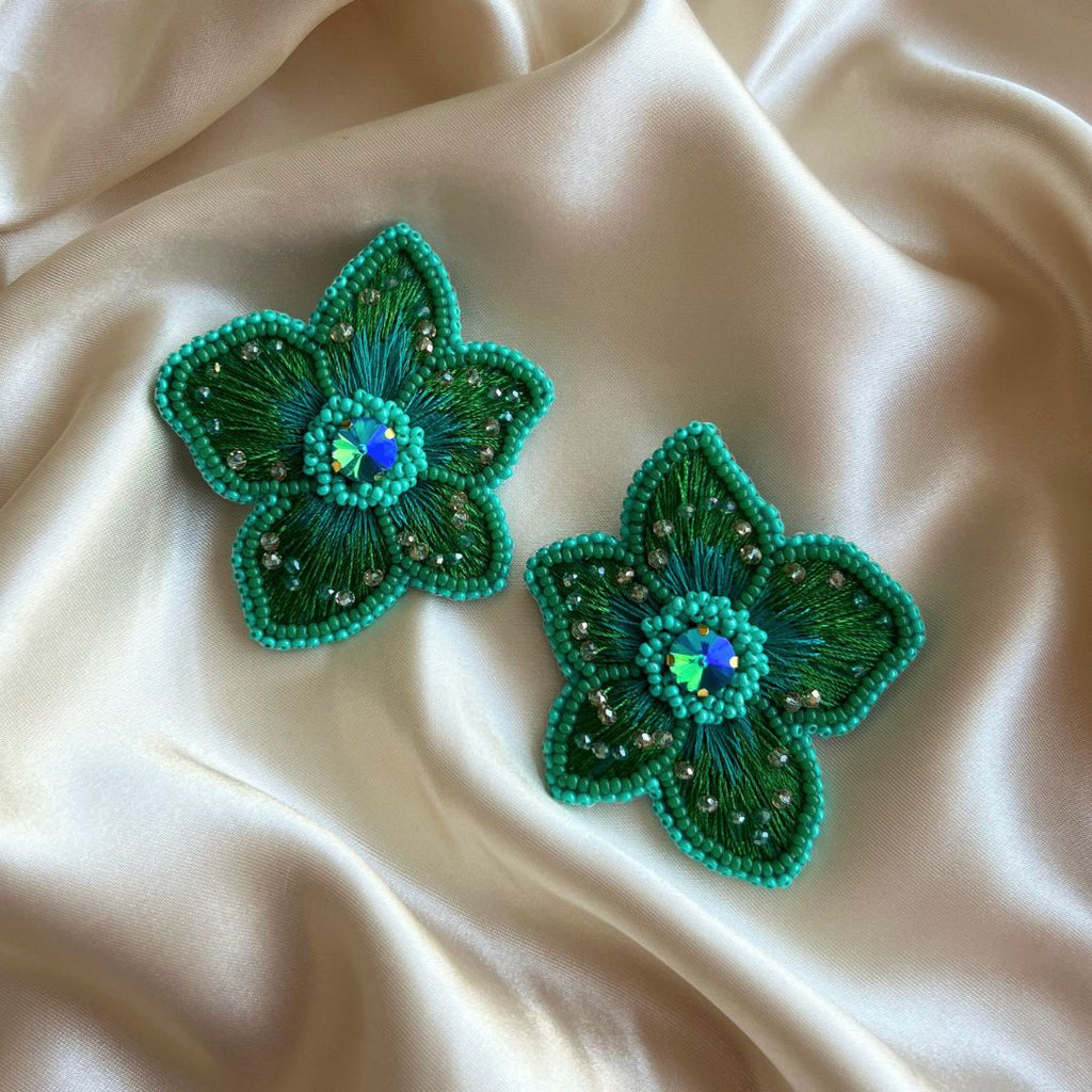 Paradise Earrings - green Aqua - Satin - Paulie Pocket