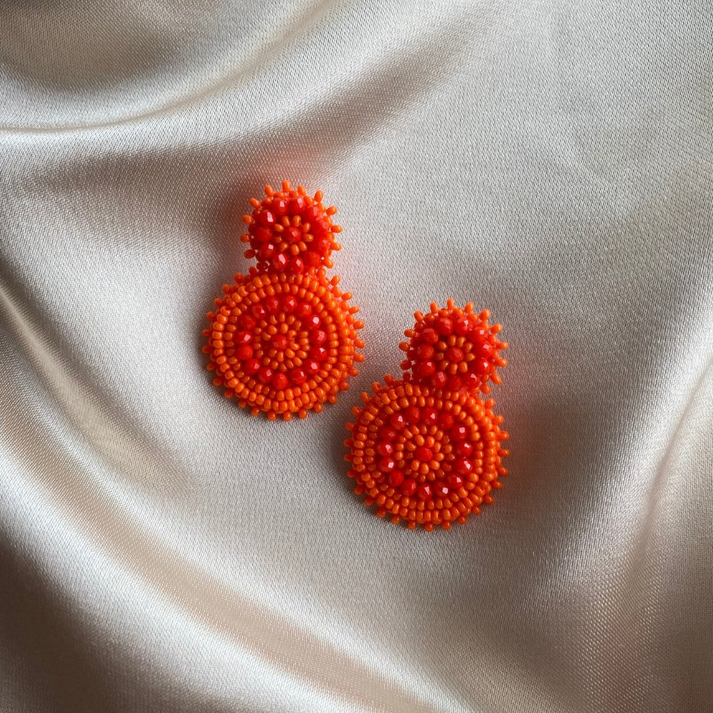 Small Beads - Bright Orange - Satin - Paulie Pocket