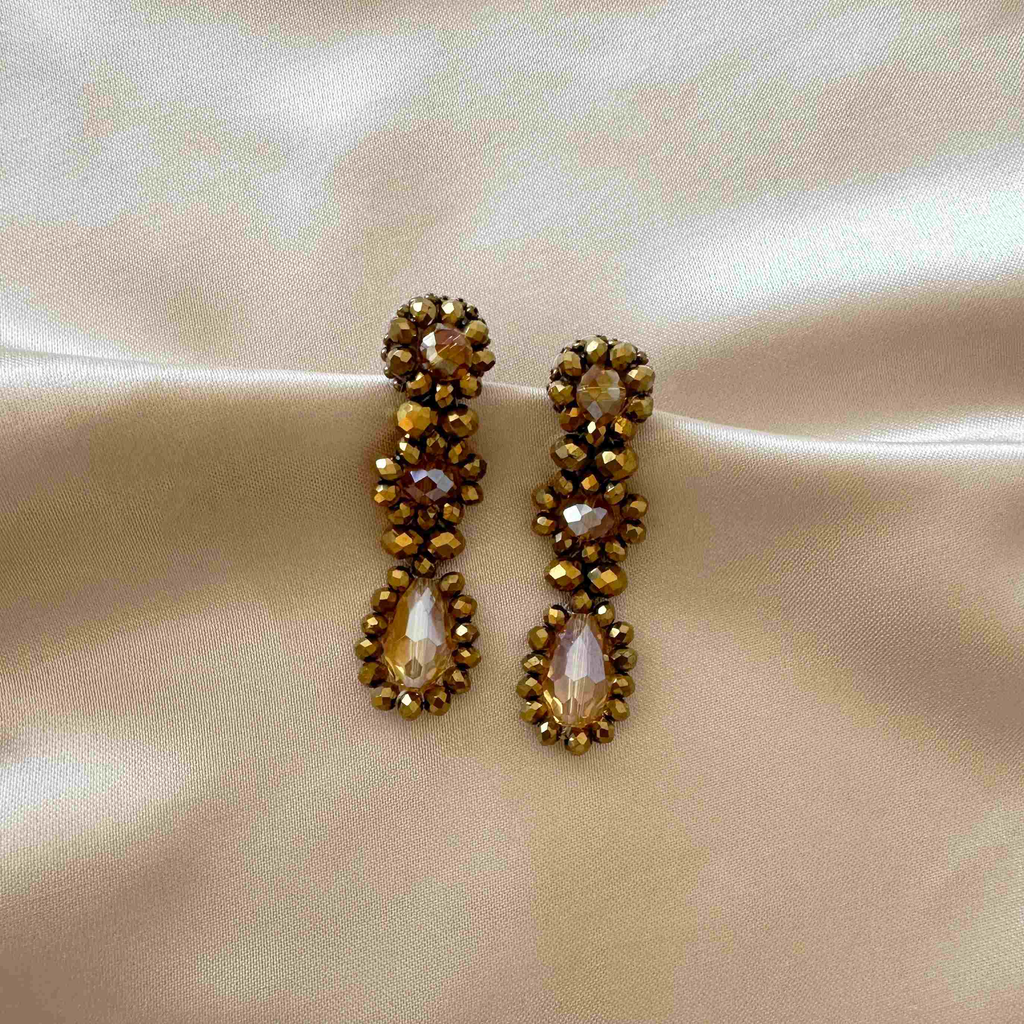 Small Dahlia Earrings - Gold - Satin - Paulie Pocket