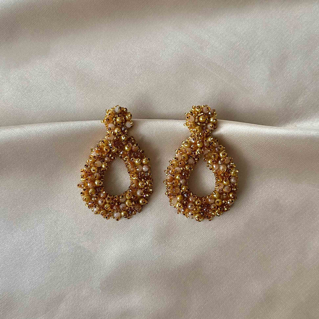 Small Drops Beads Earrings - Gold - Satin - Paulie Pocket