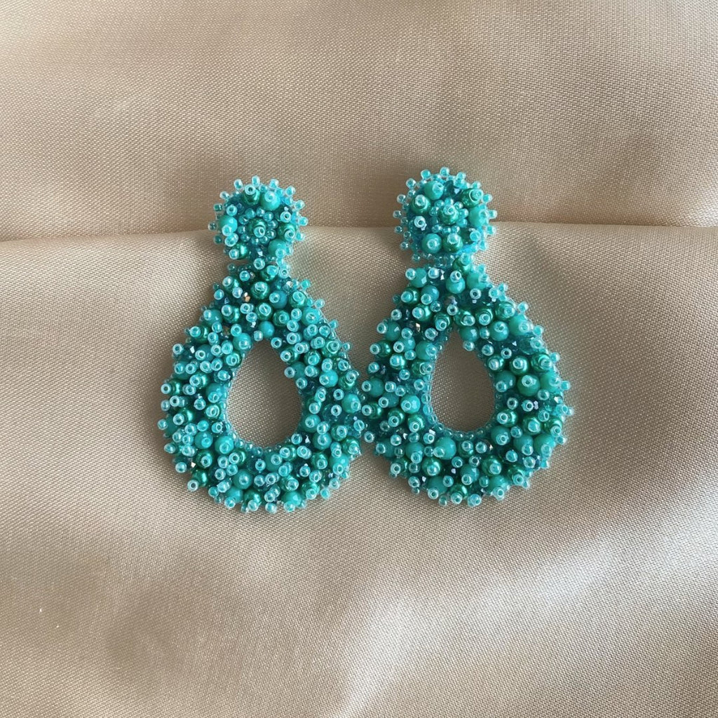 Small Drops Beads Earrings - Aqua - Satin - Paulie Pocket