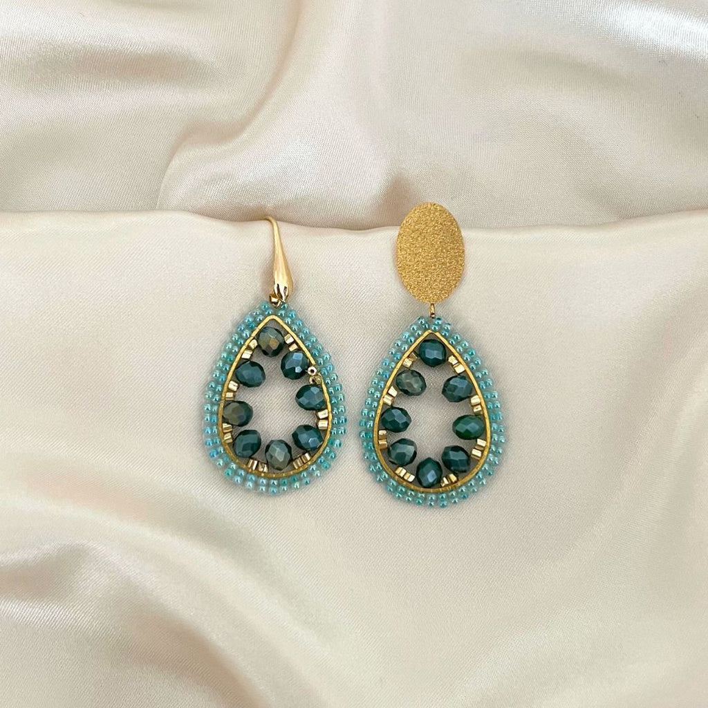 Small Sofie Earrings - Aqua - Satin - Paulie Pocket