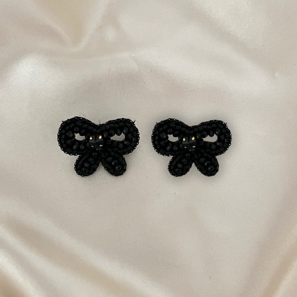 Small Bow Earrings - Black - Paulie Pocket