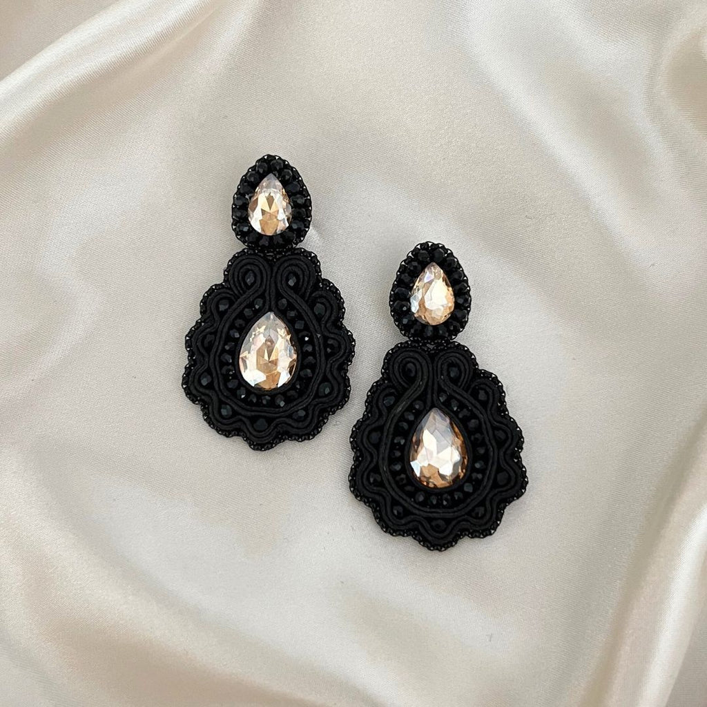 Small Paulie no. 1 Earrings - Black - Satin - Paulie Pocket