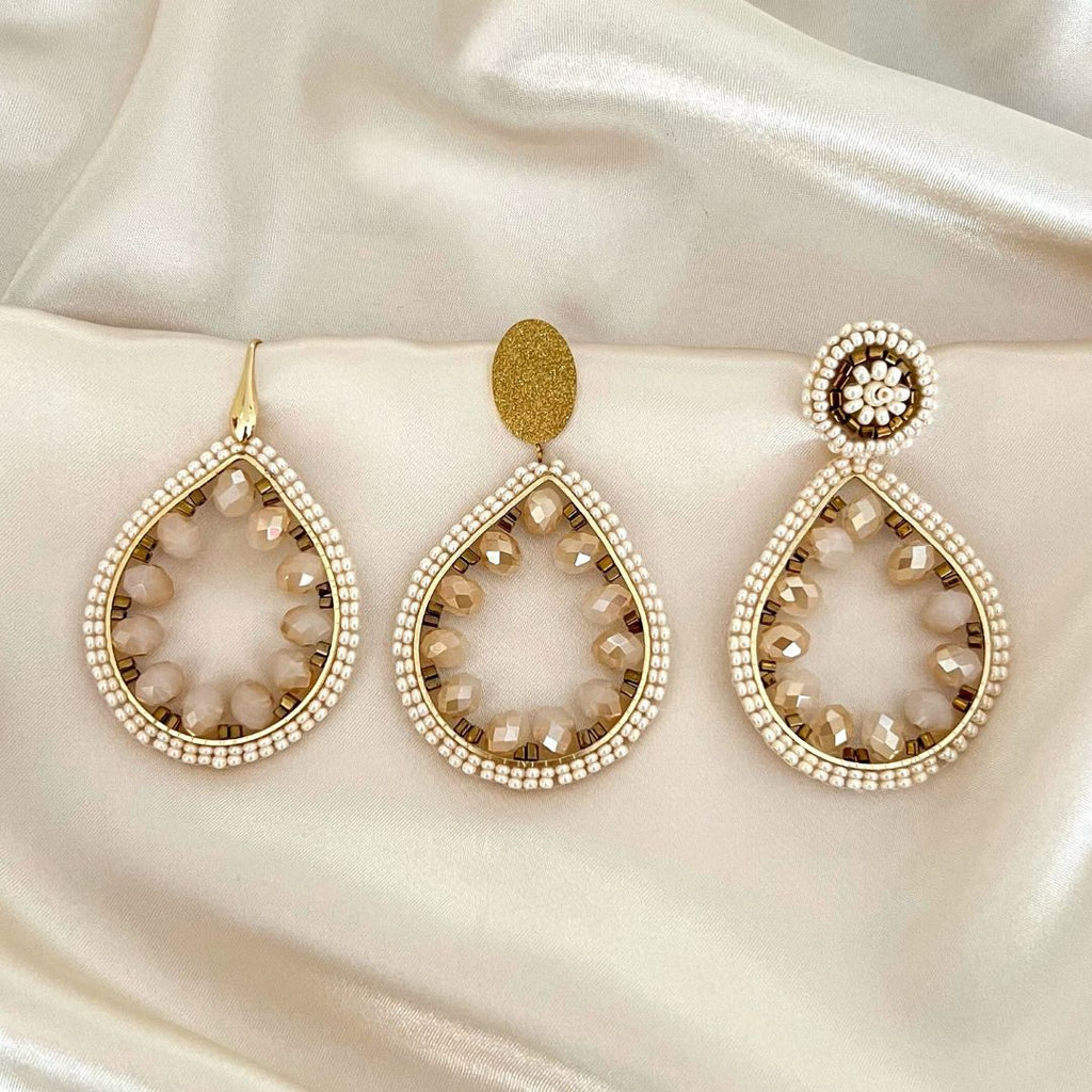 Sofie Earrings - Beige - Satin - Paulie Pocket