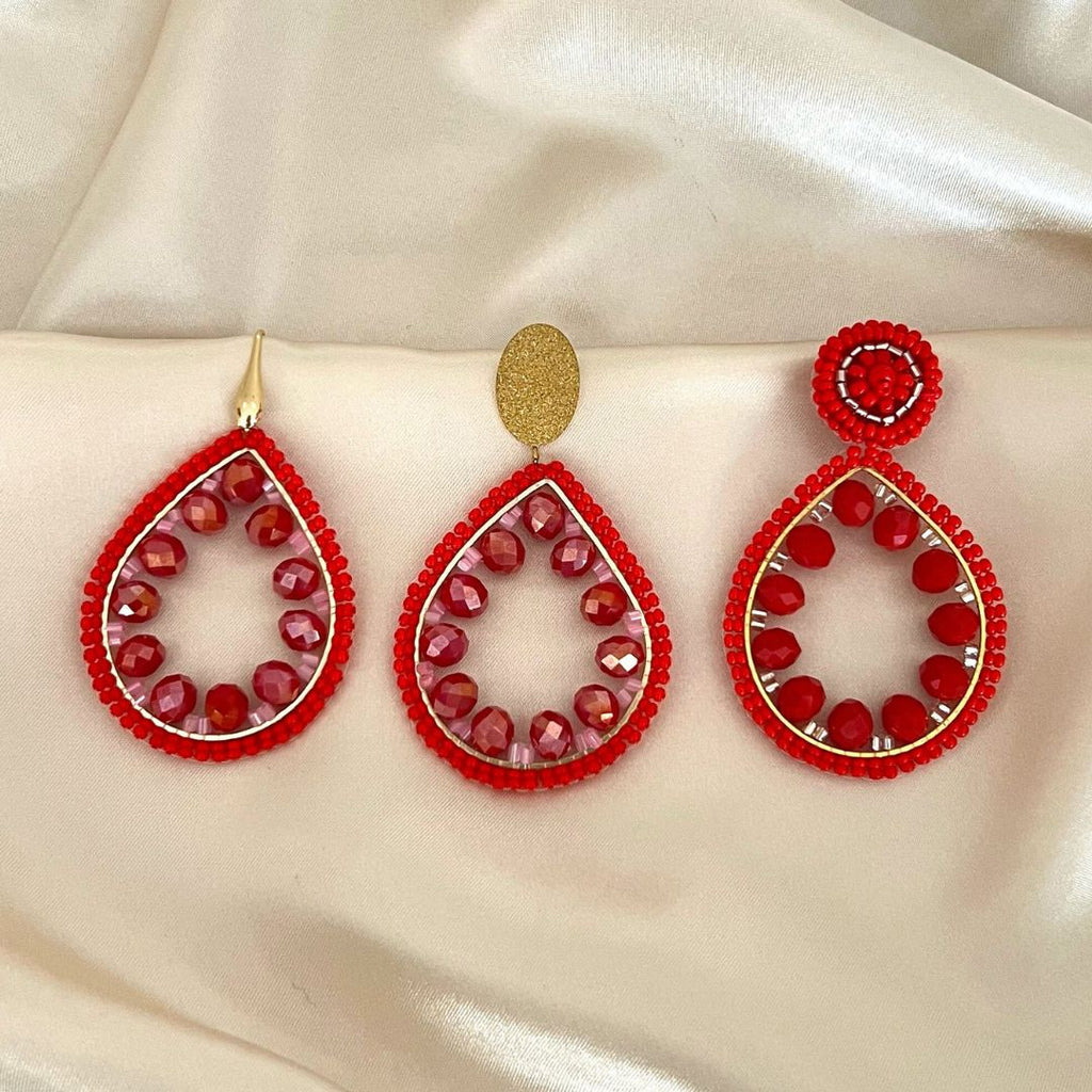 Sofie Earrings - Red - Satin - Paulie Pocket