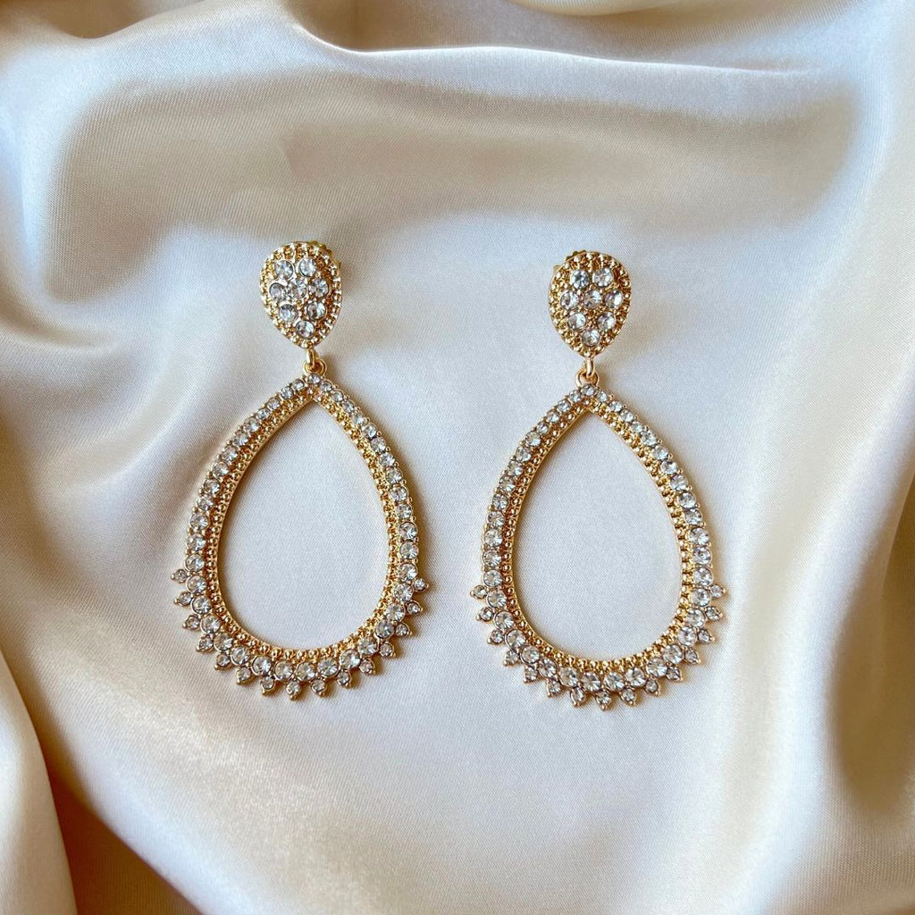 Sparkling Drops Earrings - Gold Crystal