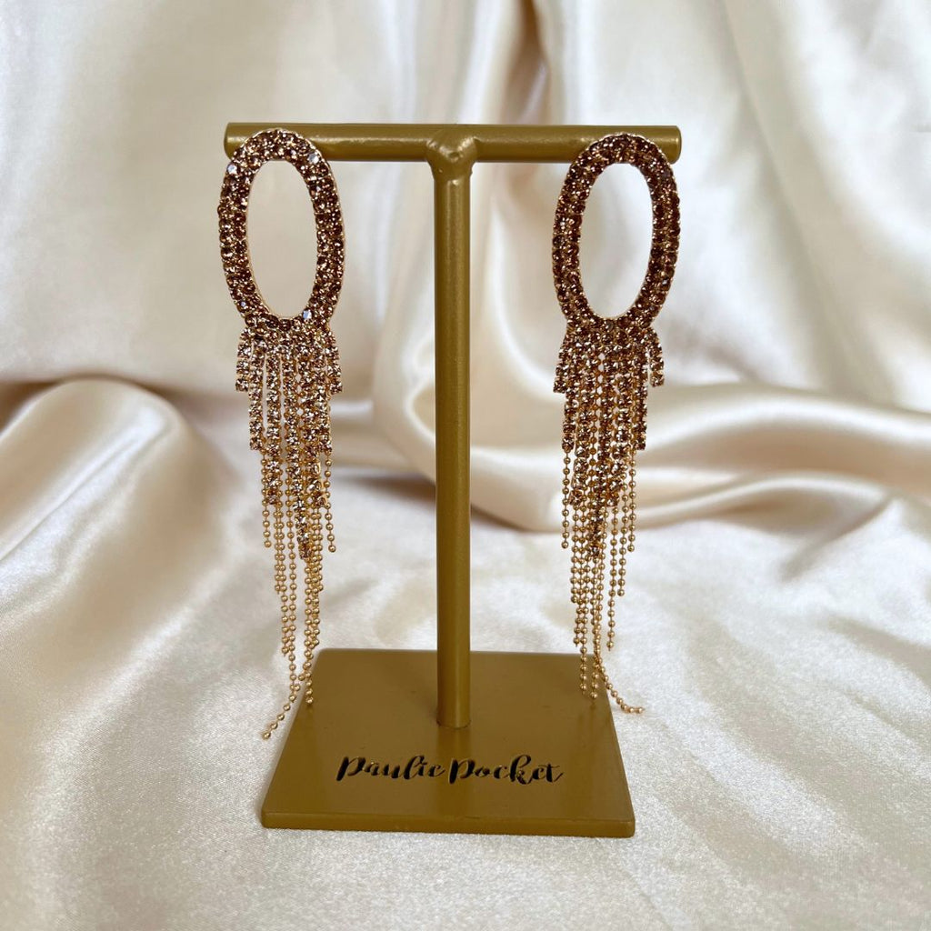 Sparkling Fringe Earrings - Gold