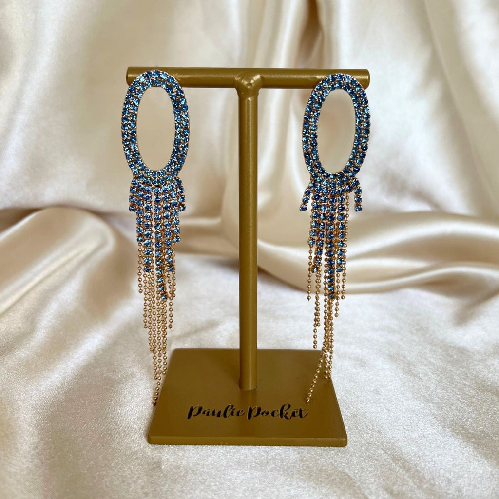 Sparkling Fringe Earrings - Light Sapphire