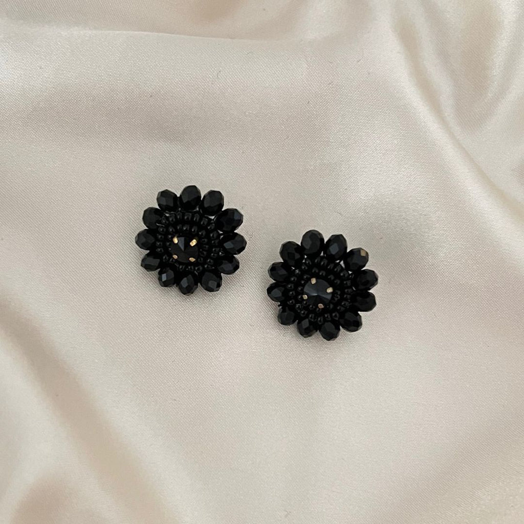 Stacy Stud Earrings - Black - Satin -  Paulie Pocket