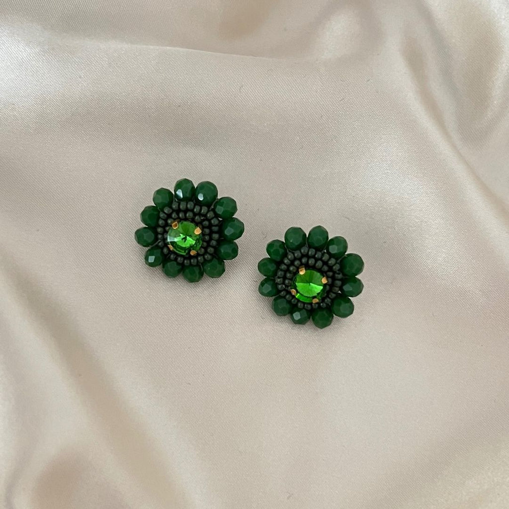 Stacy Stud Earrings - Green - Satin -  Paulie Pocket