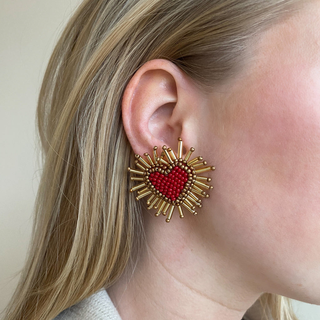 Sunny Hearts Earrings - Red Gold