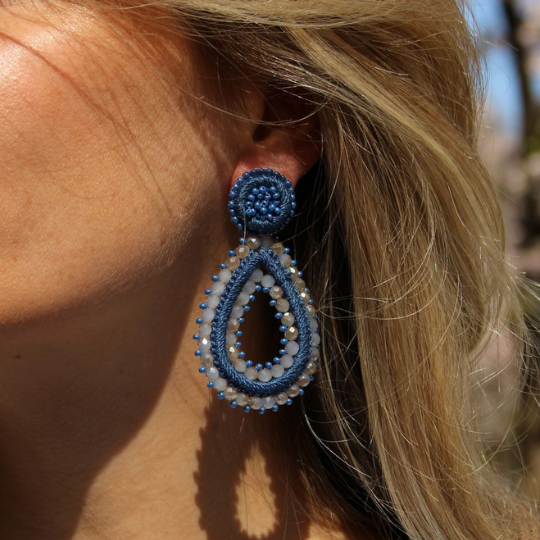 Tarah Drops Earrings - Denim Blue - Oor - Paulie Pocket