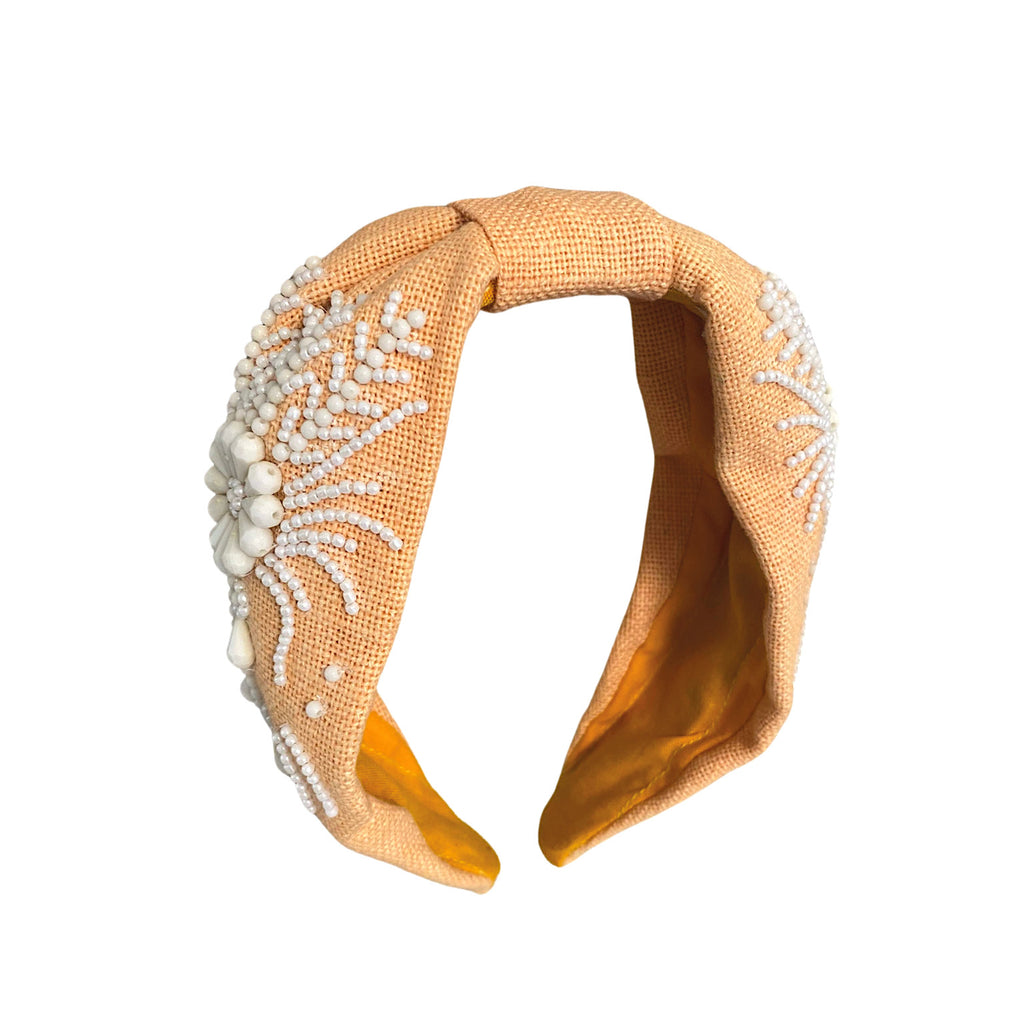 Linen Headband - Peach - Zijkant -  Paulie Pocket