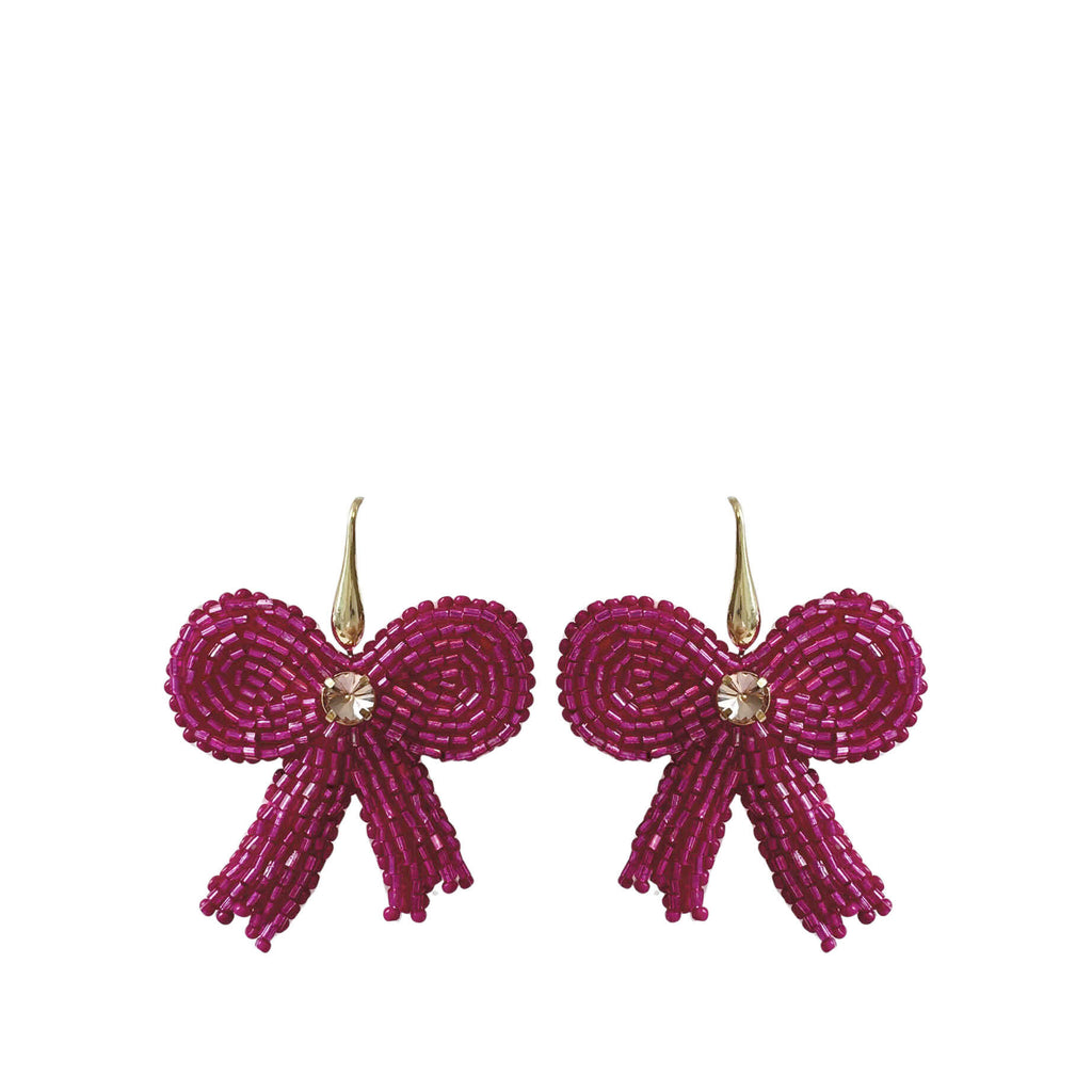 Bow Earrings - Fuchsia