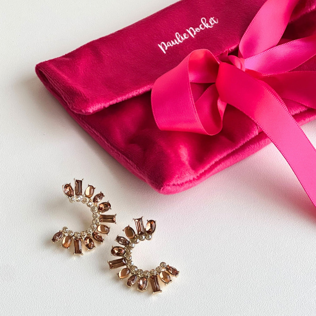 Crystal Kyra Earrings - Brown - Paulie Pocket 2