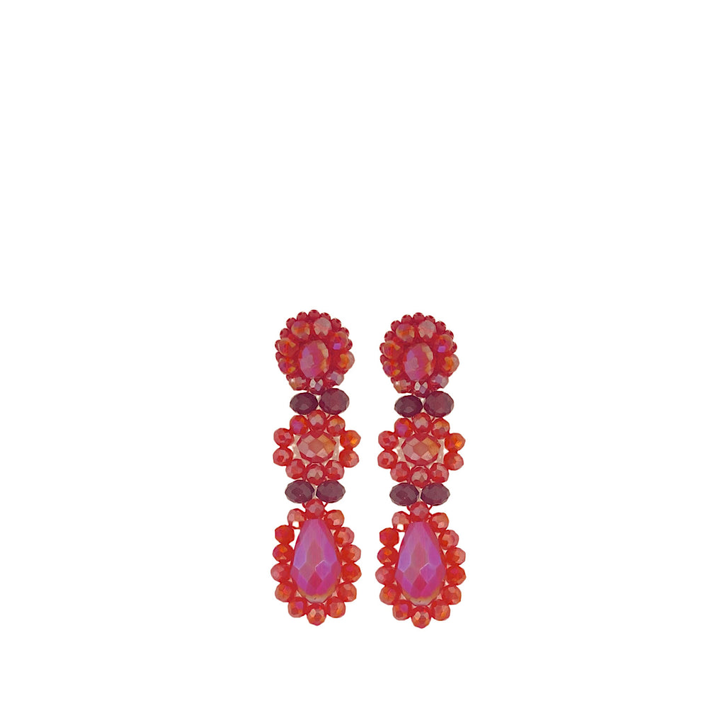 Small Dahlia Earrings - Red - Paulie Pocket
