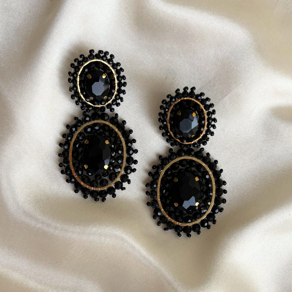 Double Luna Earrings - Black