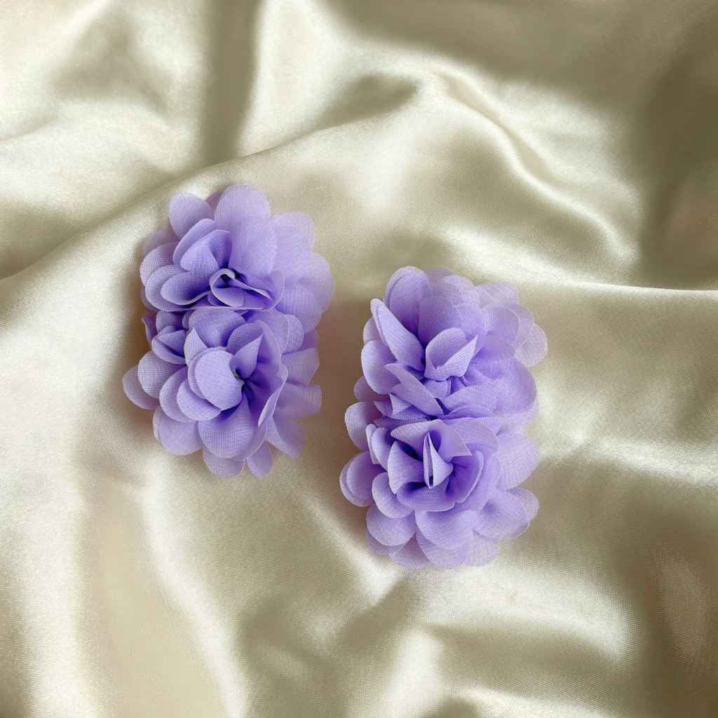 Double Petal Crush Earrings - Lilac - Satin - Paulie Pocket