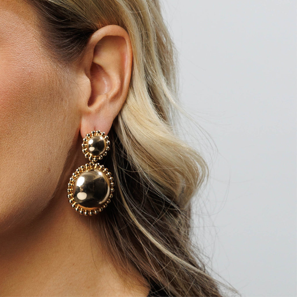 Double Shiny Earrings - Gold - Model2 - Paulie Pocket