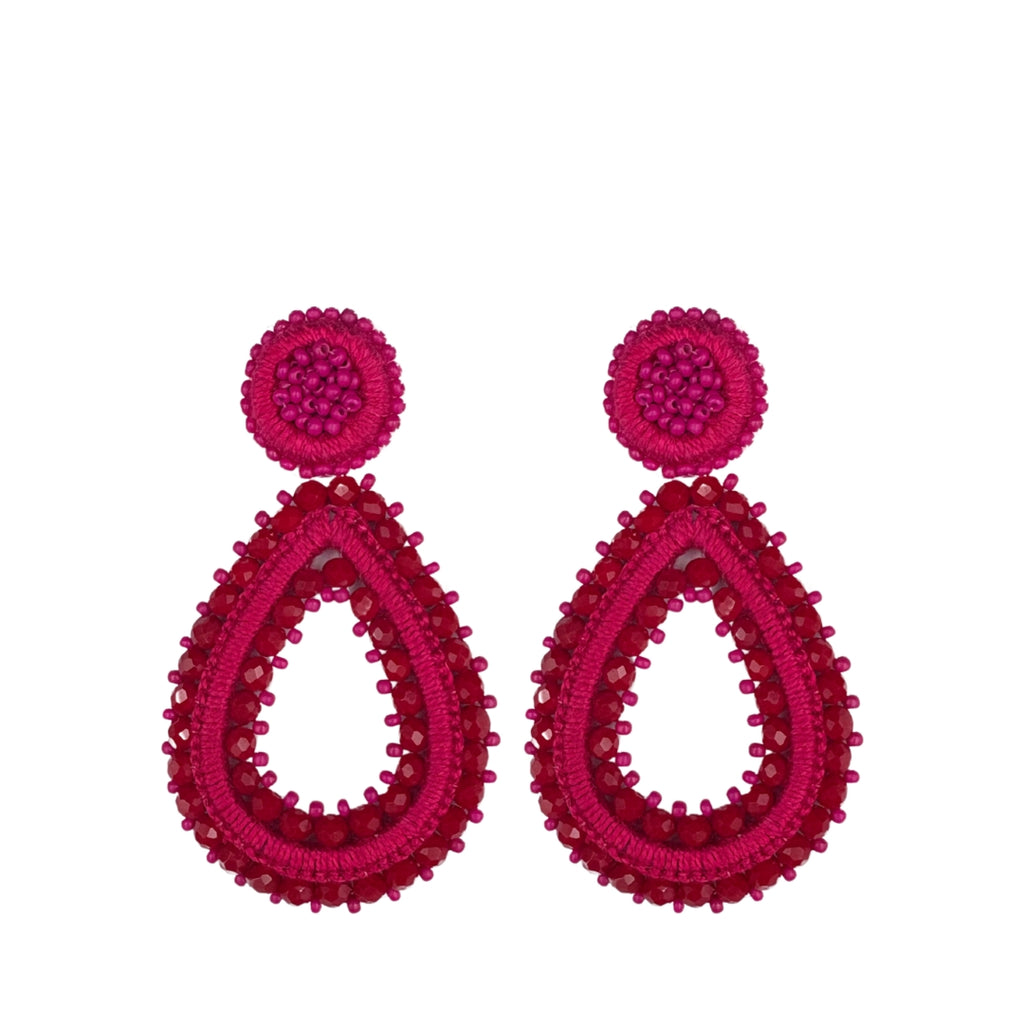 Drops Tarah Earrings - Fuchsia Red