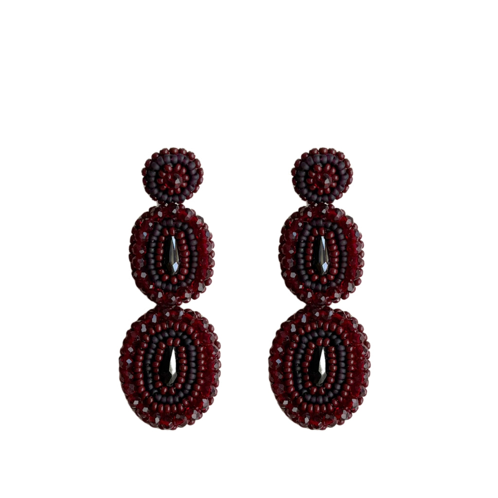 Ella Shine Earrings - Burgundy