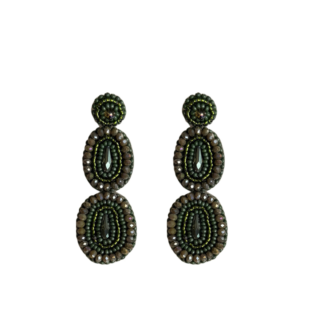 Ella Shine Earrings - Olive Green